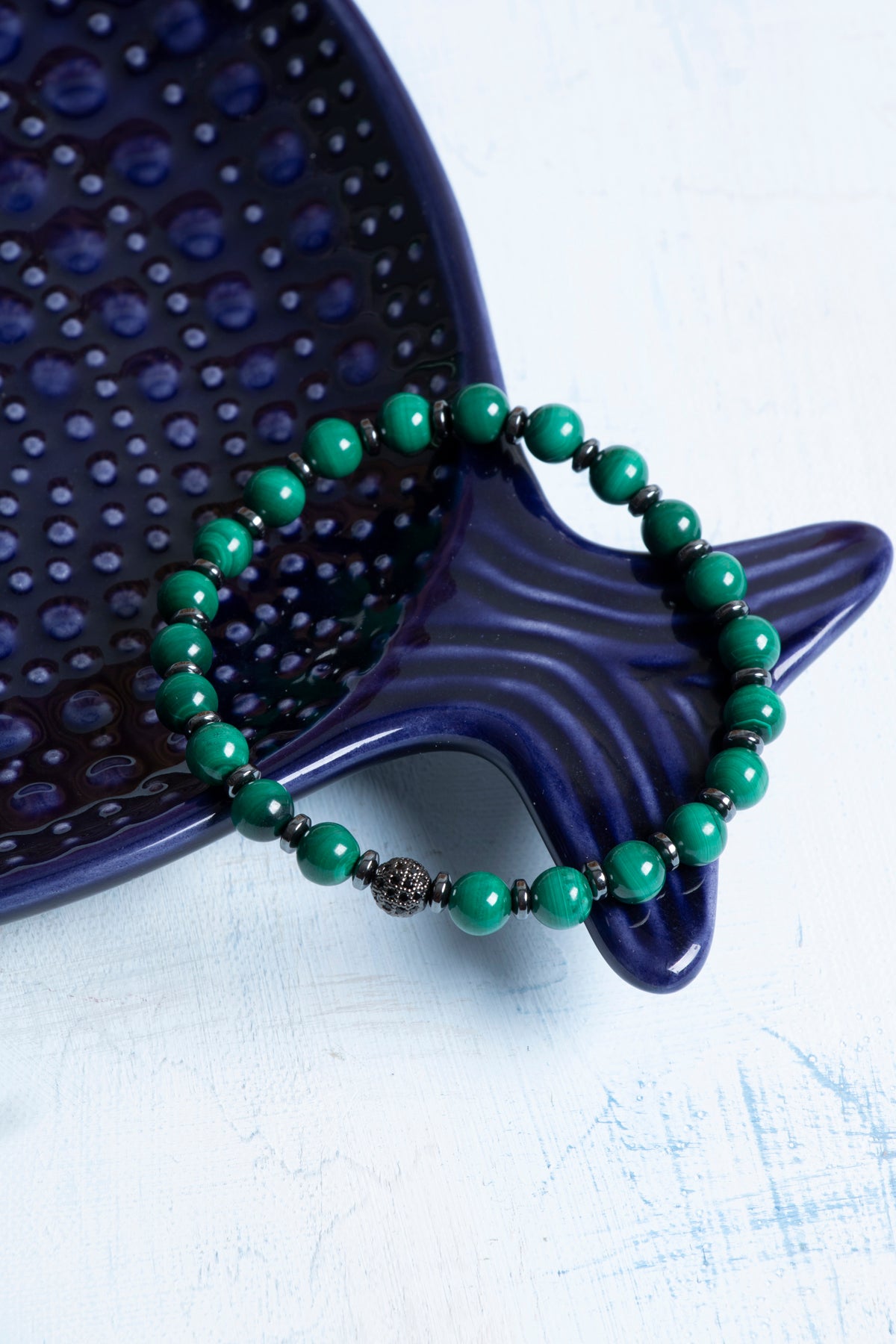 Sertifikalı Malahit ve Hematit Doğal Taş Bileklik 1