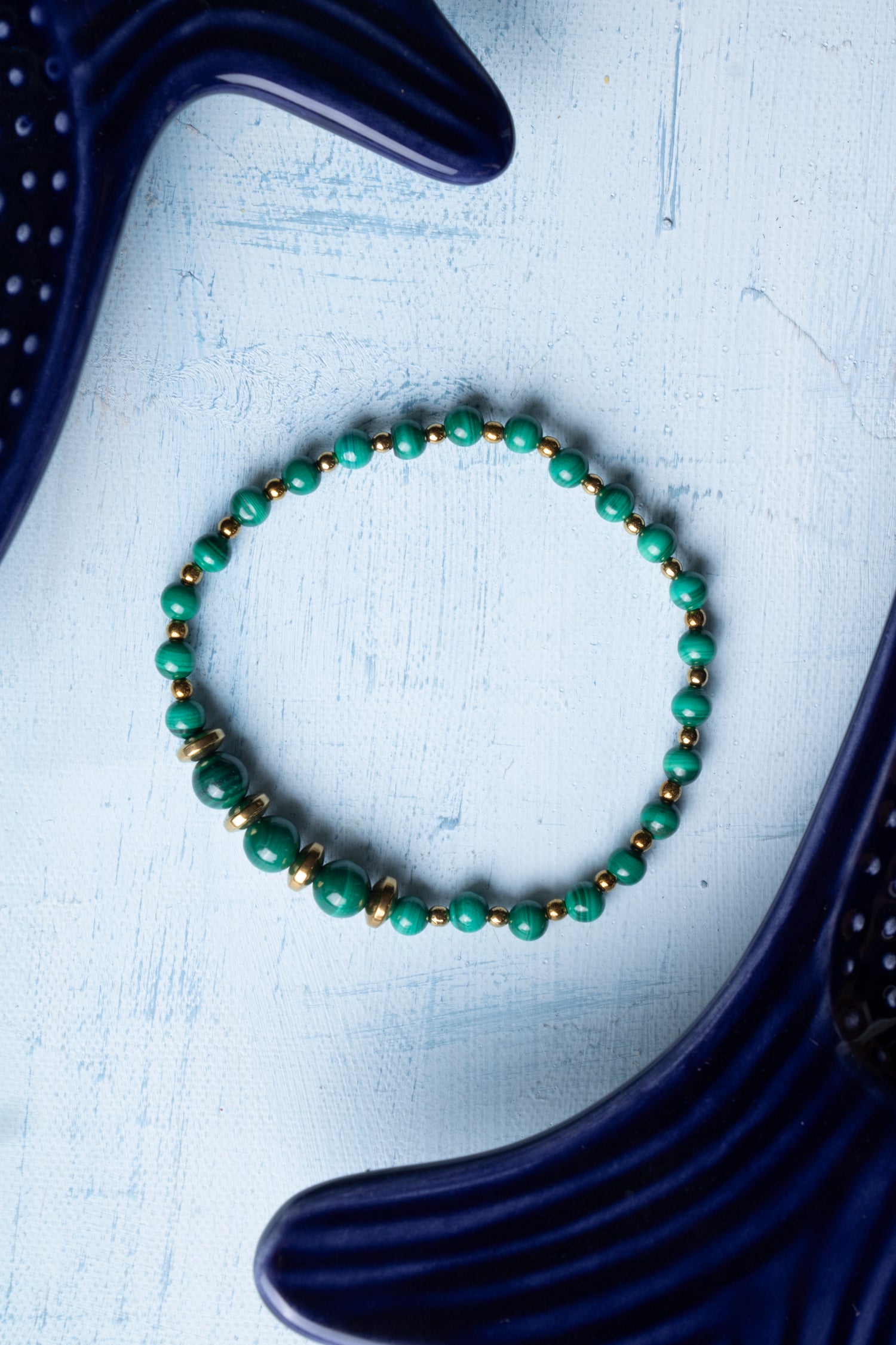 Sertifikalı Malahit ve Hematit Doğal Taş Bileklik