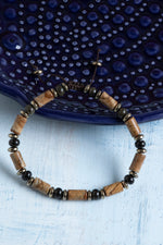 Sertifikalı Obsidyen, Jasper ve Hematit Doğal Taş Makrome Bileklik