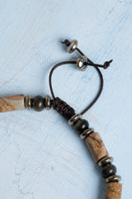 Sertifikalı Obsidyen, Jasper ve Hematit Doğal Taş Makrome Bileklik