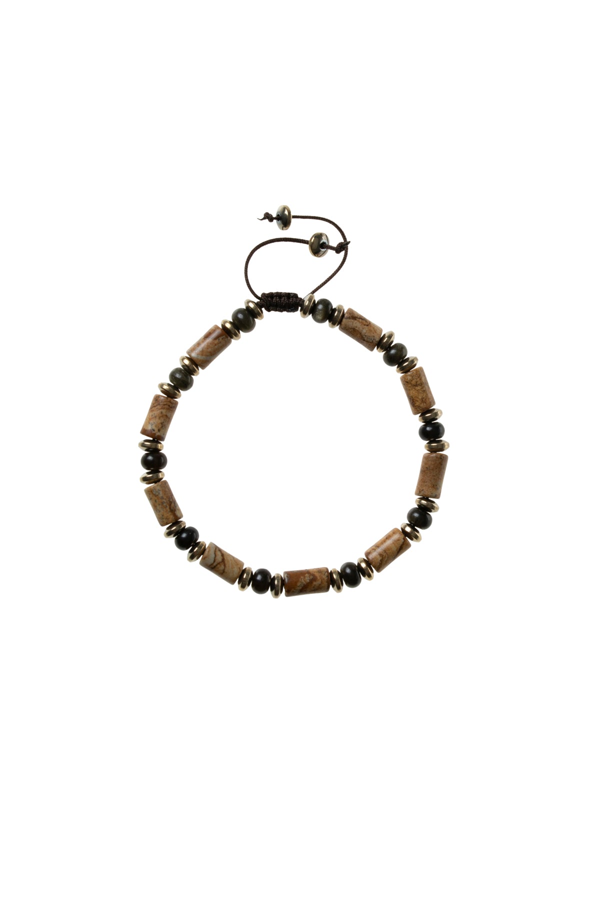 Sertifikalı Obsidyen, Jasper ve Hematit Doğal Taş Makrome Bileklik