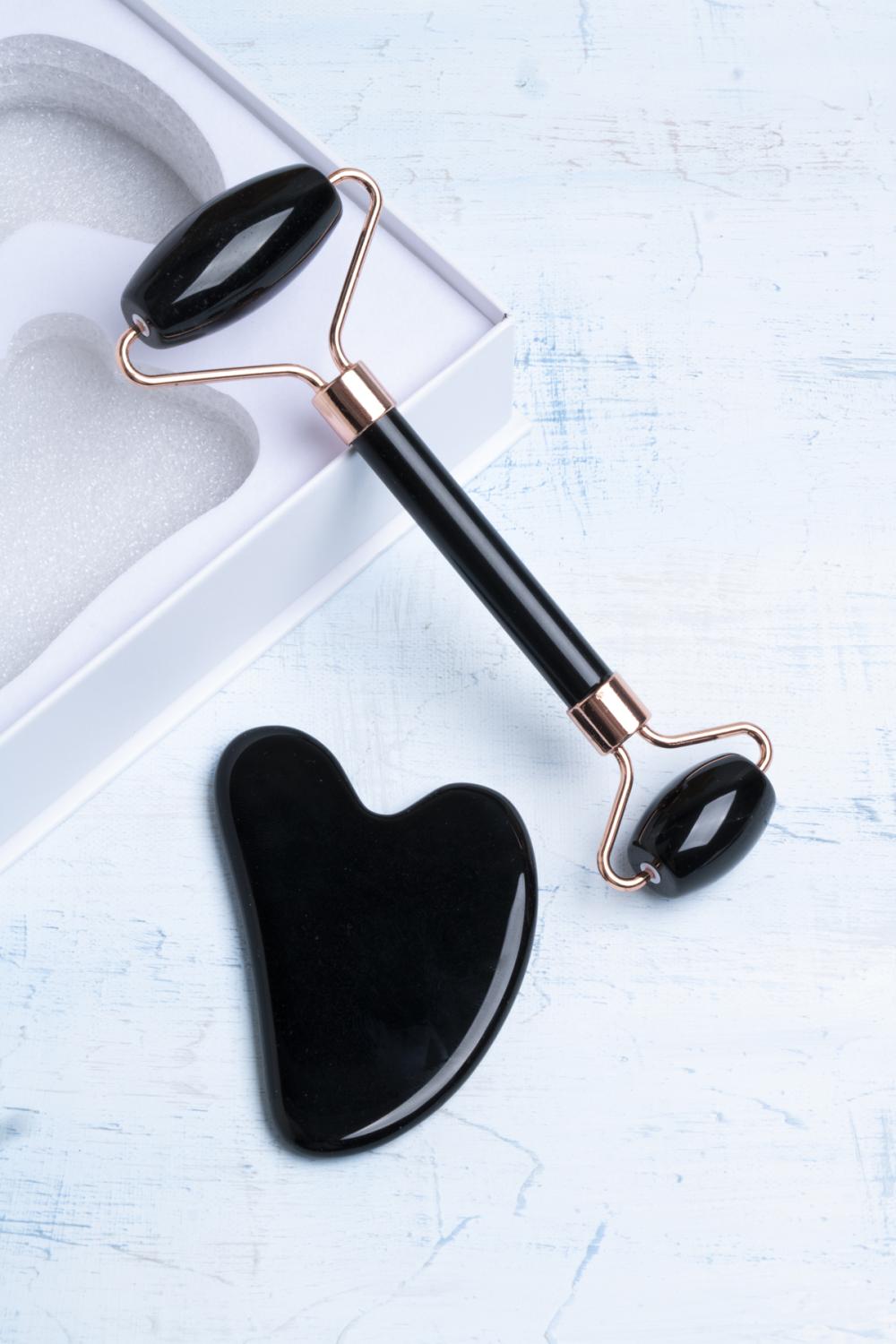 Sertifikalı Obsidyen Roller &amp; Obsidyen Kalpli Gua Sha