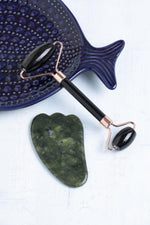 Sertifikalı Obsidyen Roller &amp; Yeşim Kaz Ayaklı Gua Sha
