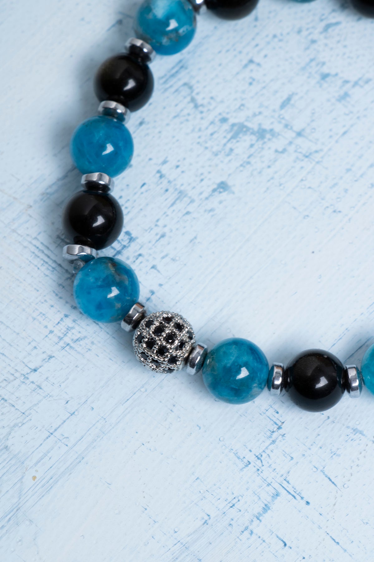 Sertifikalı Obsidyen ve Apatit Doğal Taş Bileklik