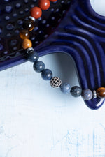 Sertifikalı Oğlak Burcu Dumanlı Kuvars, Dumortierit, Jasper ve Kaplan Gözü Bileklik