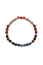 Sertifikalı Oğlak Burcu Dumanlı Kuvars, Dumortierit, Jasper ve Kaplan Gözü Bileklik