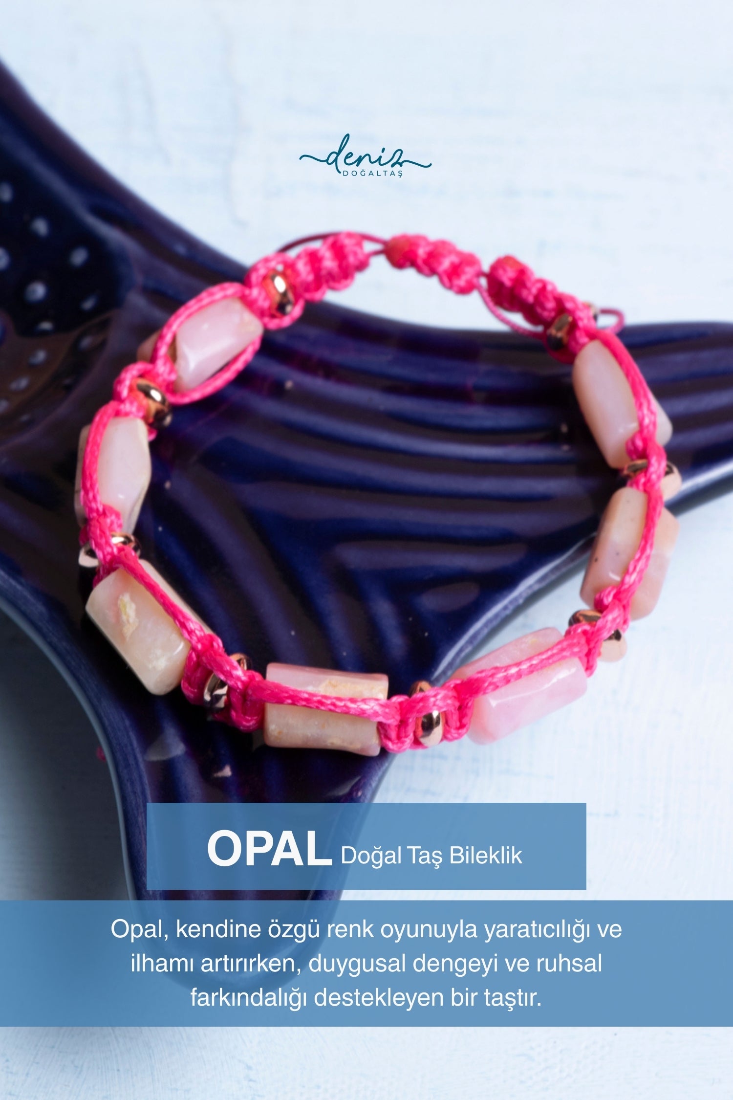 Sertifikalı Opal Doğal Taş Makrome Bileklik