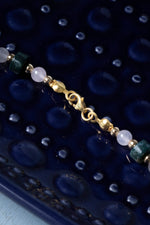 Sertifikalı Pembe Kuvars Akik Hematit Doğal Taş Kolye