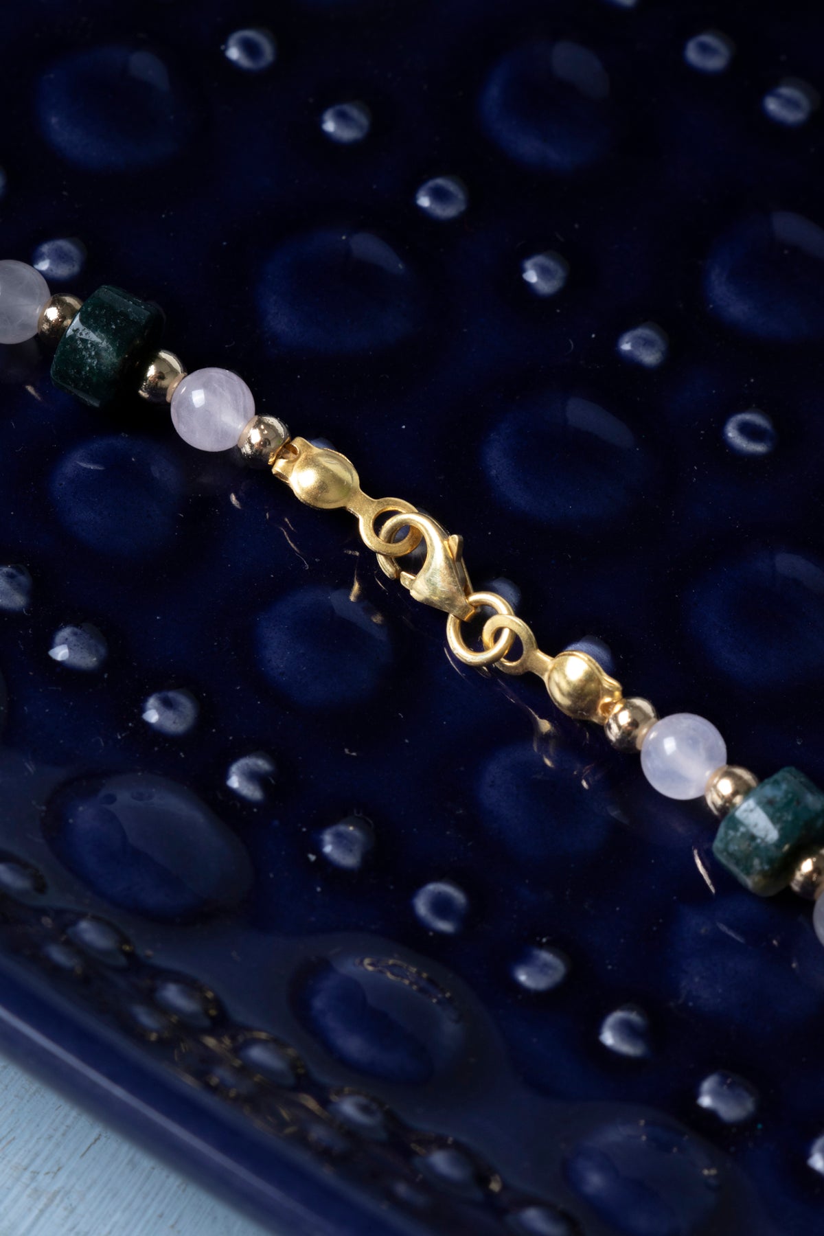 Sertifikalı Pembe Kuvars Akik Hematit Doğal Taş Kolye