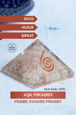 Sertifikalı Pembe Kuvars Doğal Taş Aşk Piramidi S.K: 0010