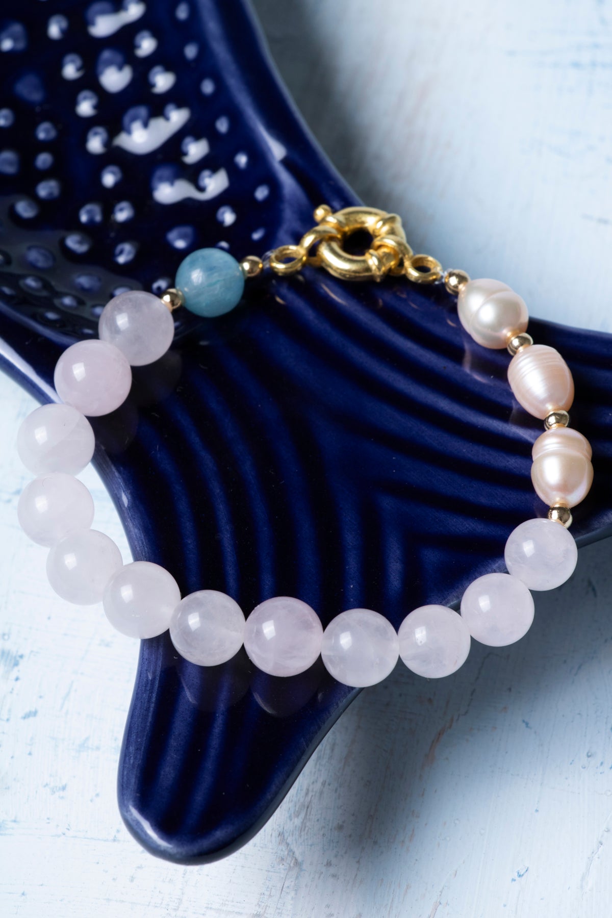 Sertifikalı Pembe Kuvars İnci Akumarin Gümüş Kapama Doğal Taş Bileklik