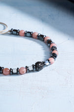 Sertifikalı Rodokrozit ve Hematit Doğal Taş Makrome Bileklik