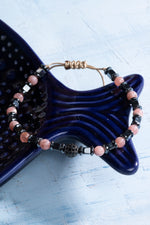 Sertifikalı Rodokrozit ve Hematit Doğal Taş Makrome Bileklik