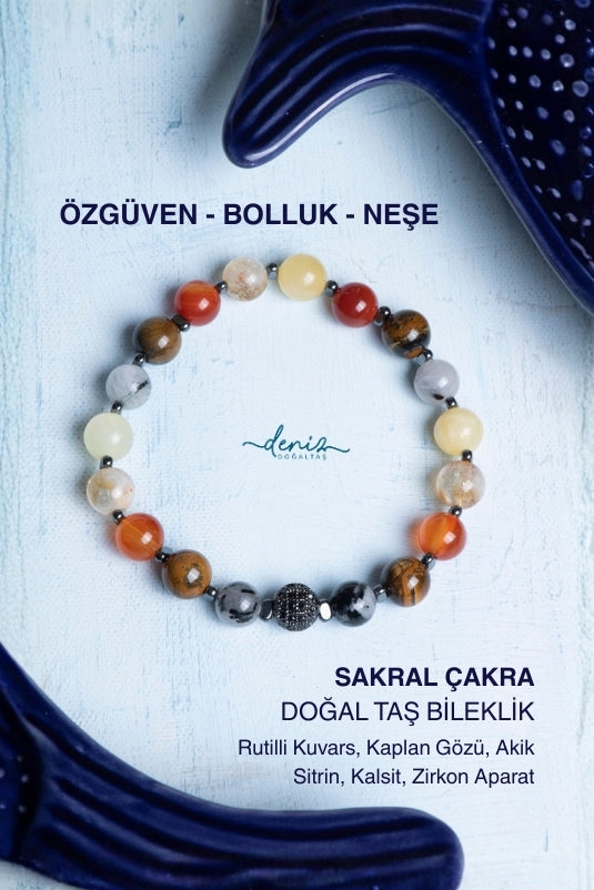 Sertifikalı Sakral Çakra Doğal Taş Bileklik