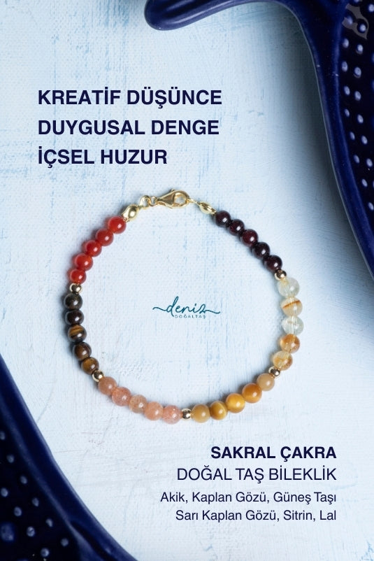 Sertifikalı Sakral Çakra Doğal Taş Bileklik