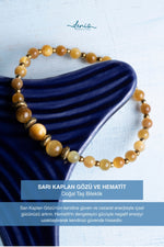 Sertifikalı Sarı Kaplan Gözü ve Hematit Doğal Taş Bileklik (4-6mm Taşlar)