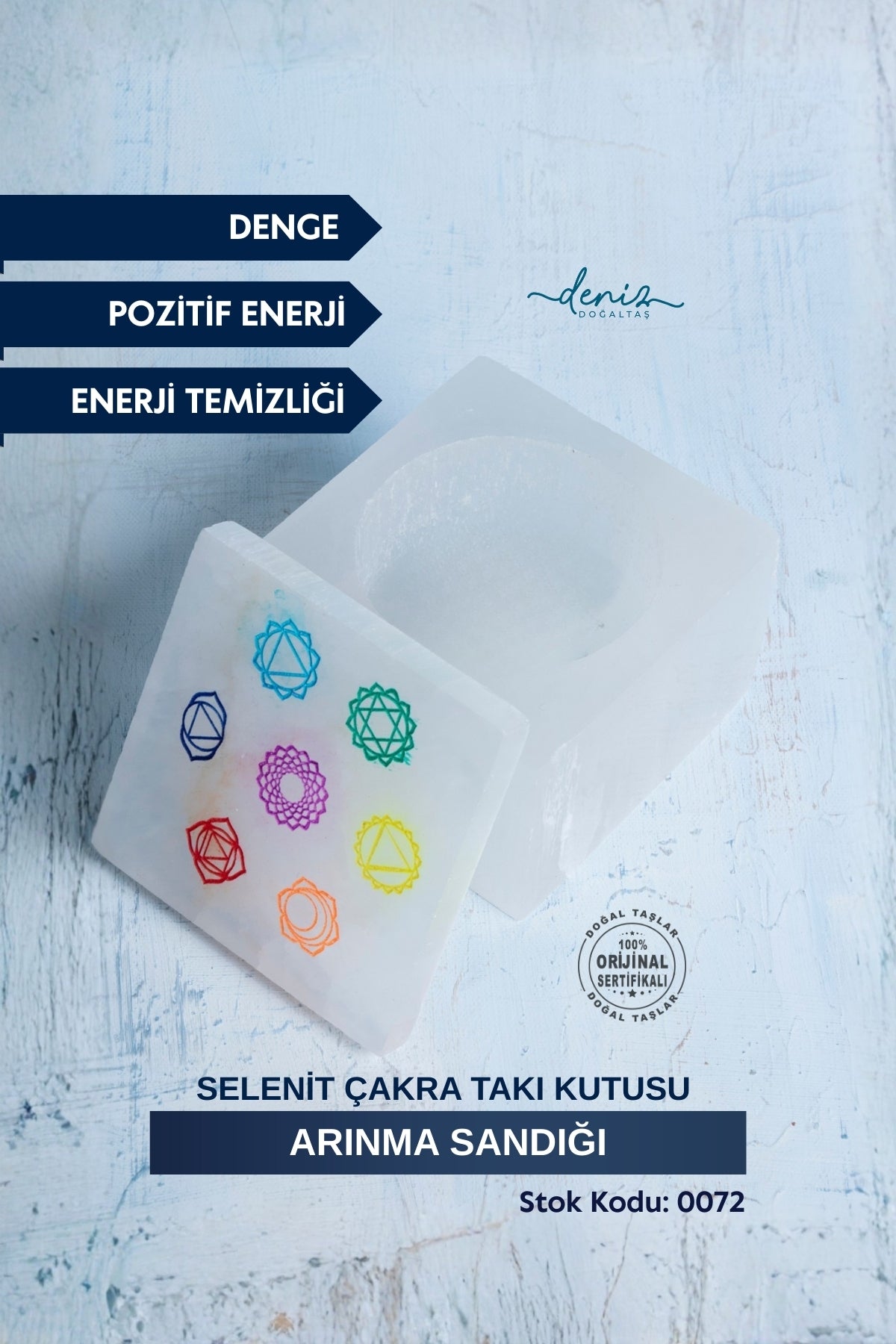 Sertifikalı Selenit Çakra Takı Kutusu (Arınma Sandığı) S.K: 0072