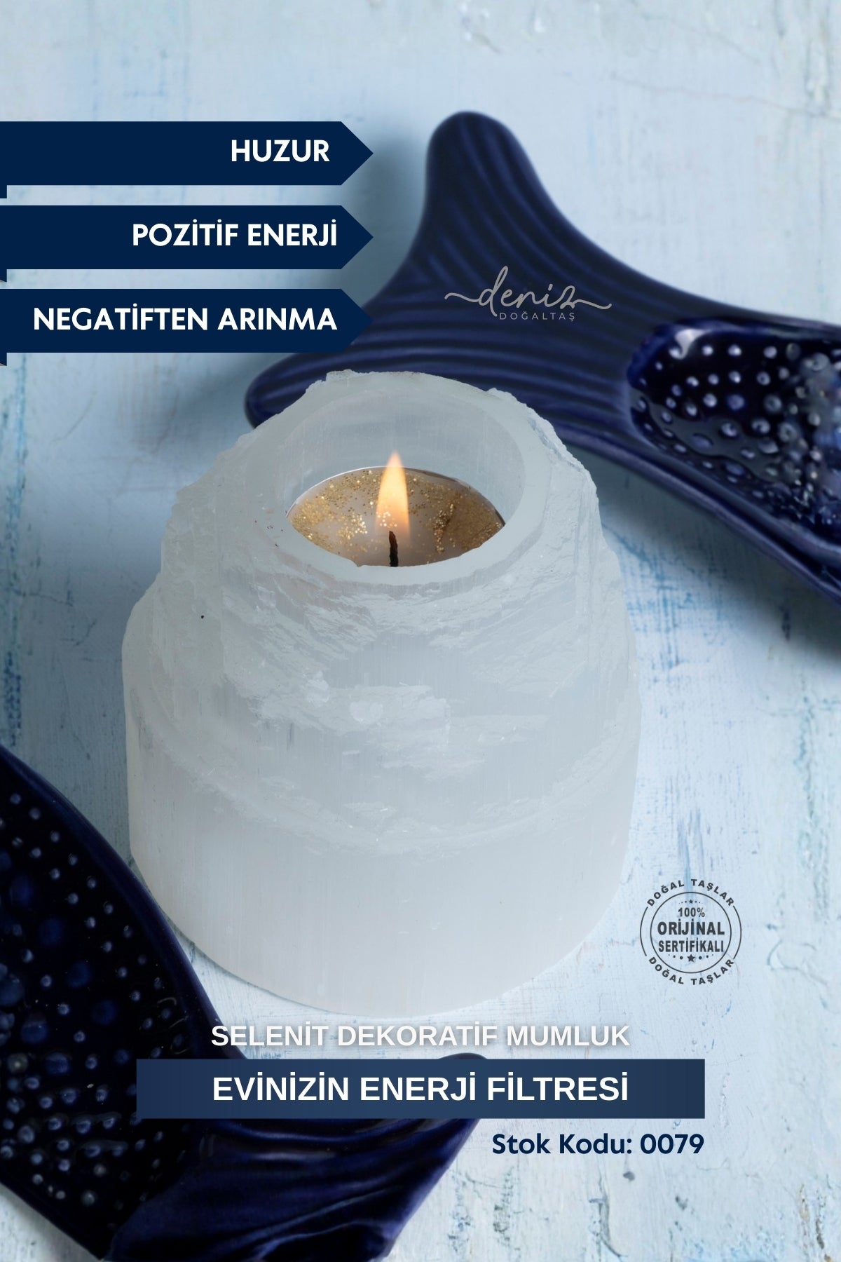 Sertifikalı Selenit Dekoratif Mumluk (Evinizin Enerji Filtresi) S.K: 0079