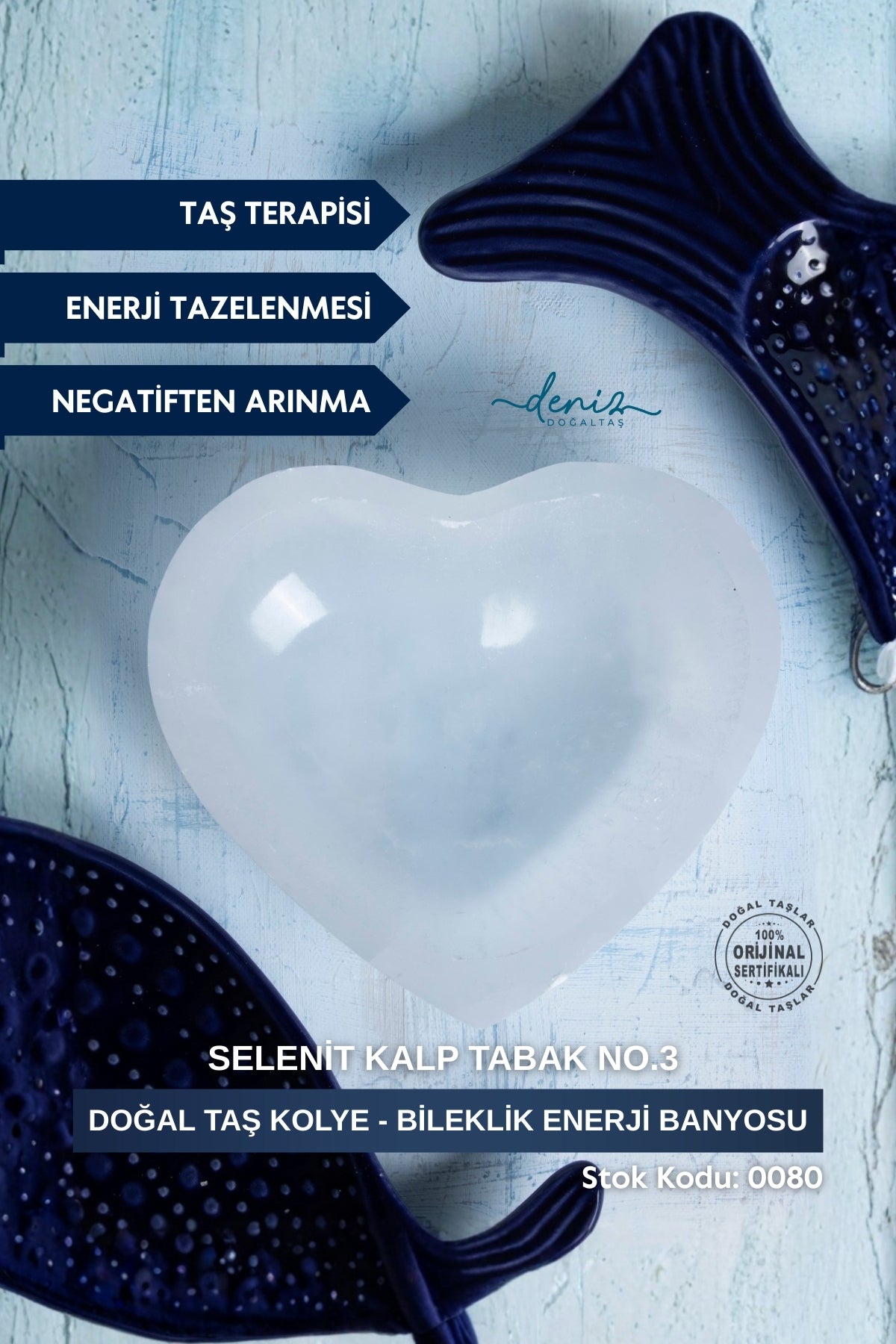 Sertifikalı Selenit Doğal Taş Kolye - Bileklik Enerji Banyosu S.K: 0080