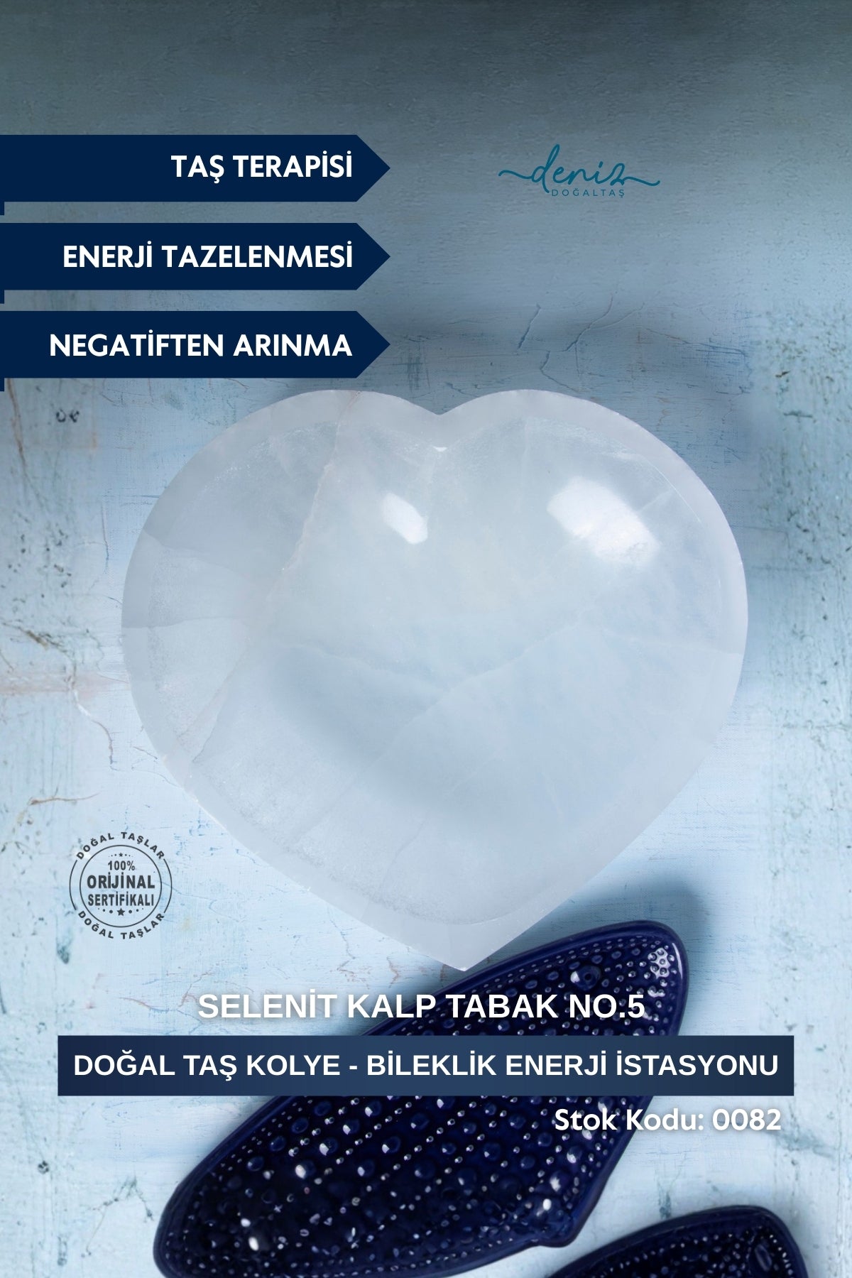Sertifikalı Selenit Doğal Taş Kolye - Bileklik Enerji İstasyonu S.K: 0082