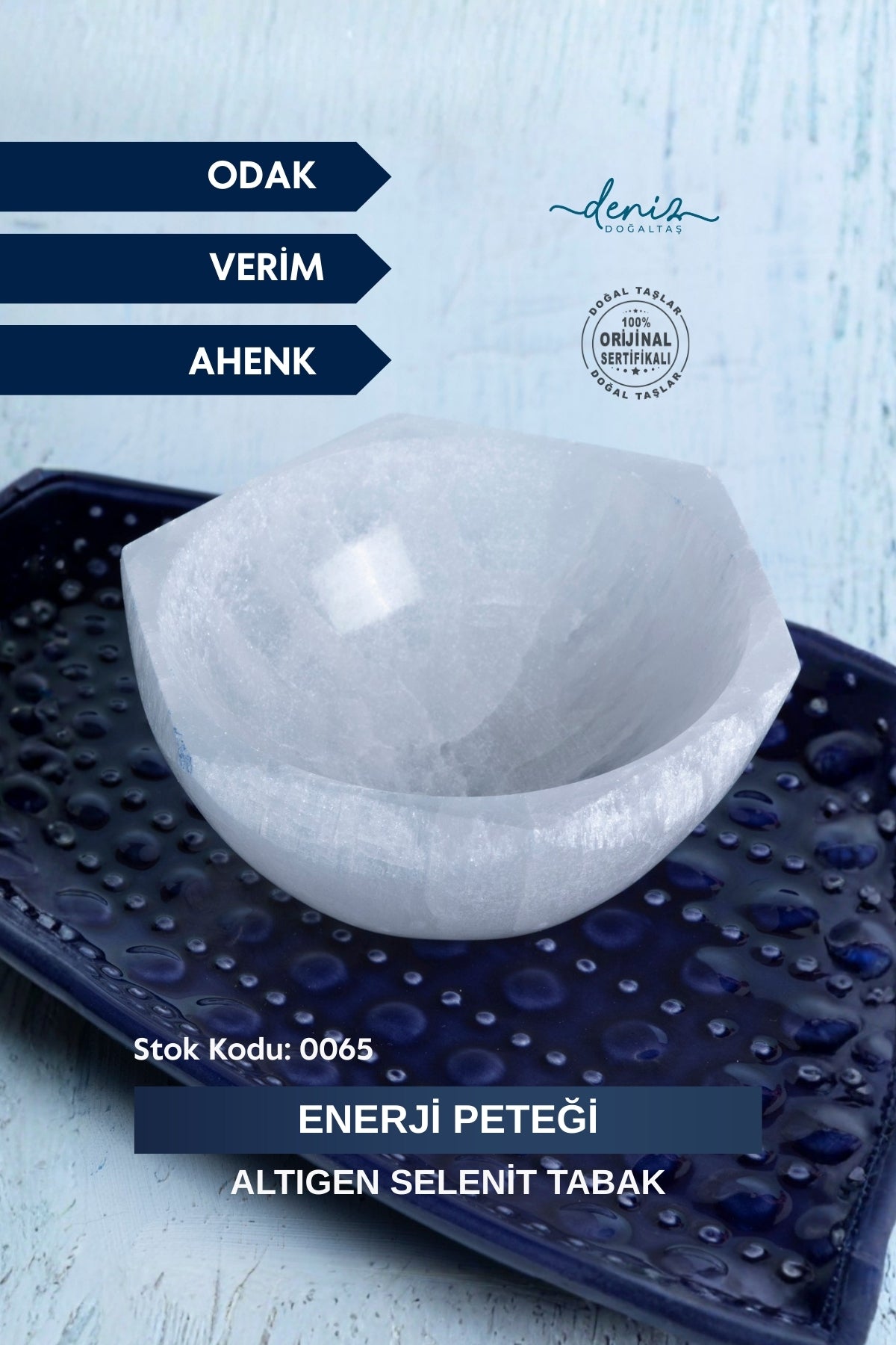 Sertifikalı Selenit Enerji Peteği Altıgen Tabak S.K: 0065