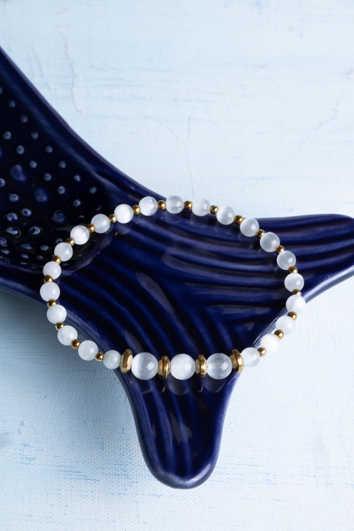 Sertifikalı Selenit ve Hematit Doğal Taş Bileklik (4-6mm Taşlar)