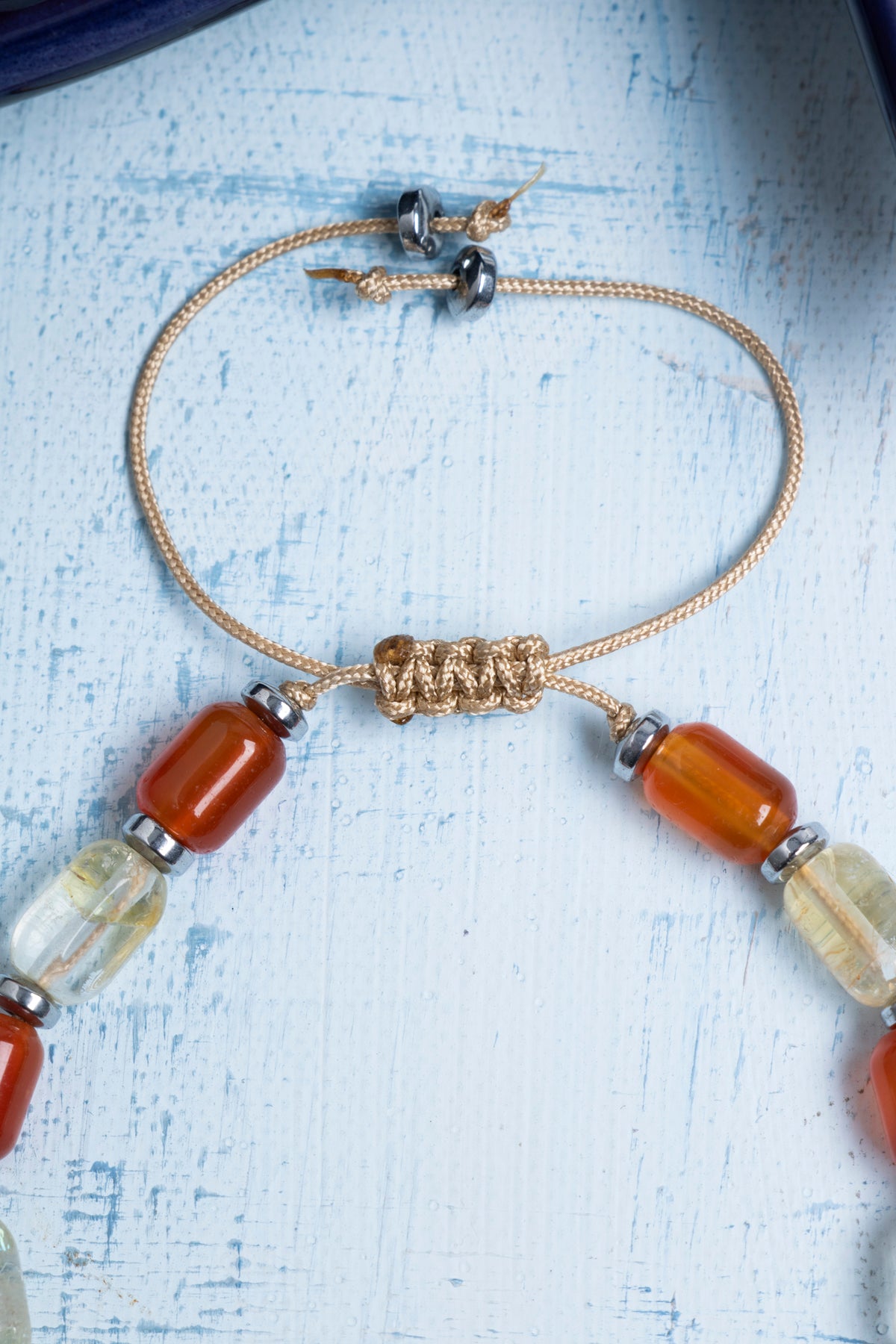 Sertifikalı Sitrin &amp; Akik Doğal Taş Bileklik