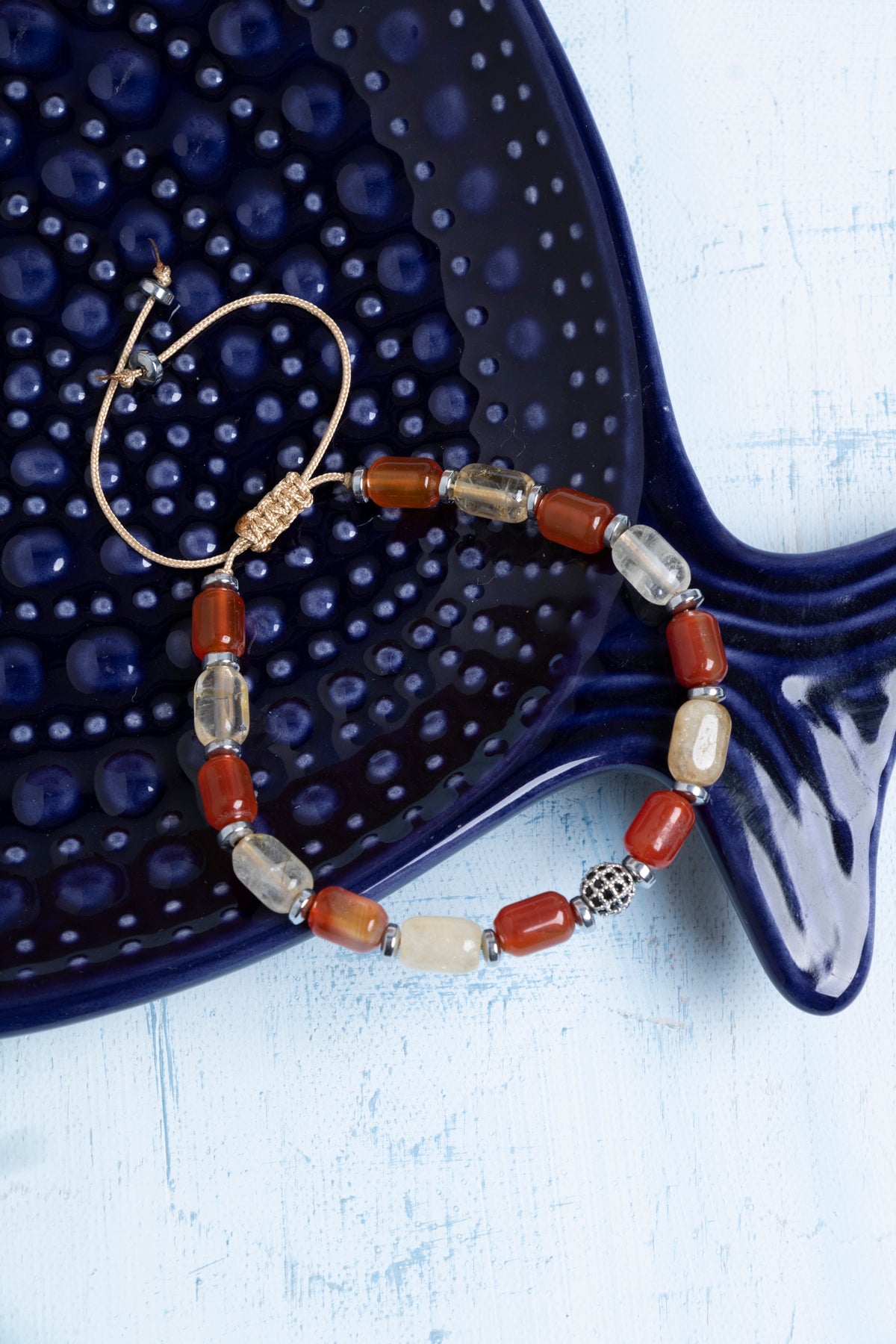 Sertifikalı Sitrin &amp; Akik Doğal Taş Bileklik