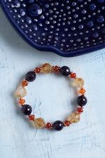 Sertifikalı Sitrin, Ametist, Akik ve Hematit Doğal Taş Bileklik