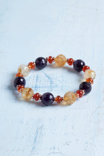 Sertifikalı Sitrin, Ametist, Akik ve Hematit Doğal Taş Bileklik