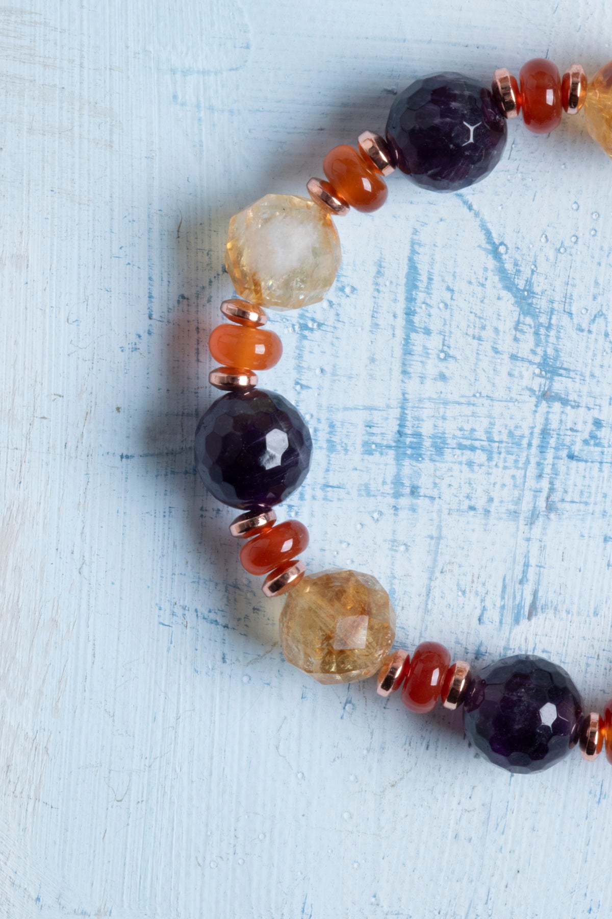 Sertifikalı Sitrin, Ametist, Akik ve Hematit Doğal Taş Bileklik