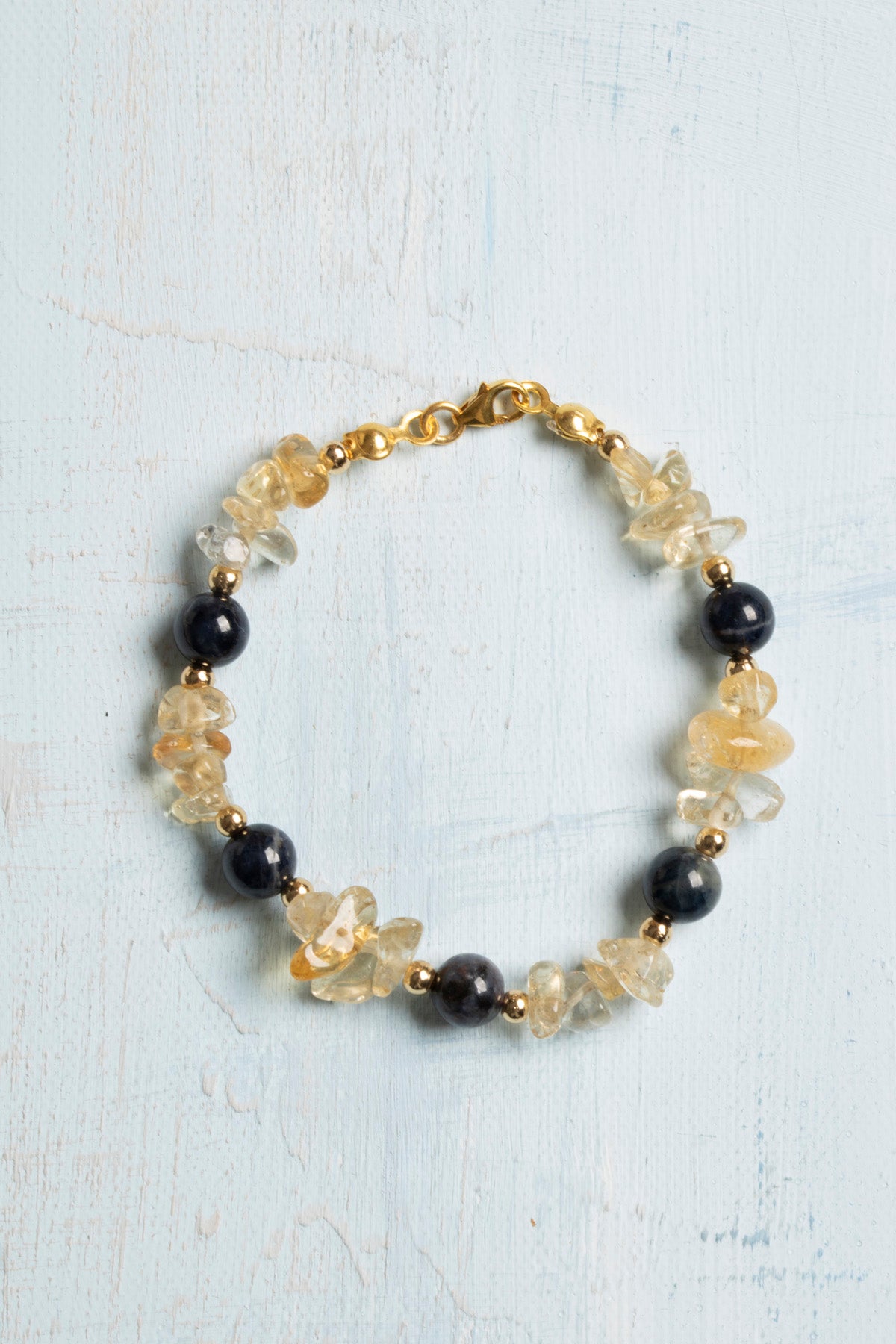 Sertifikalı Sitrin ve Safir Taşlı Doğal Bileklik