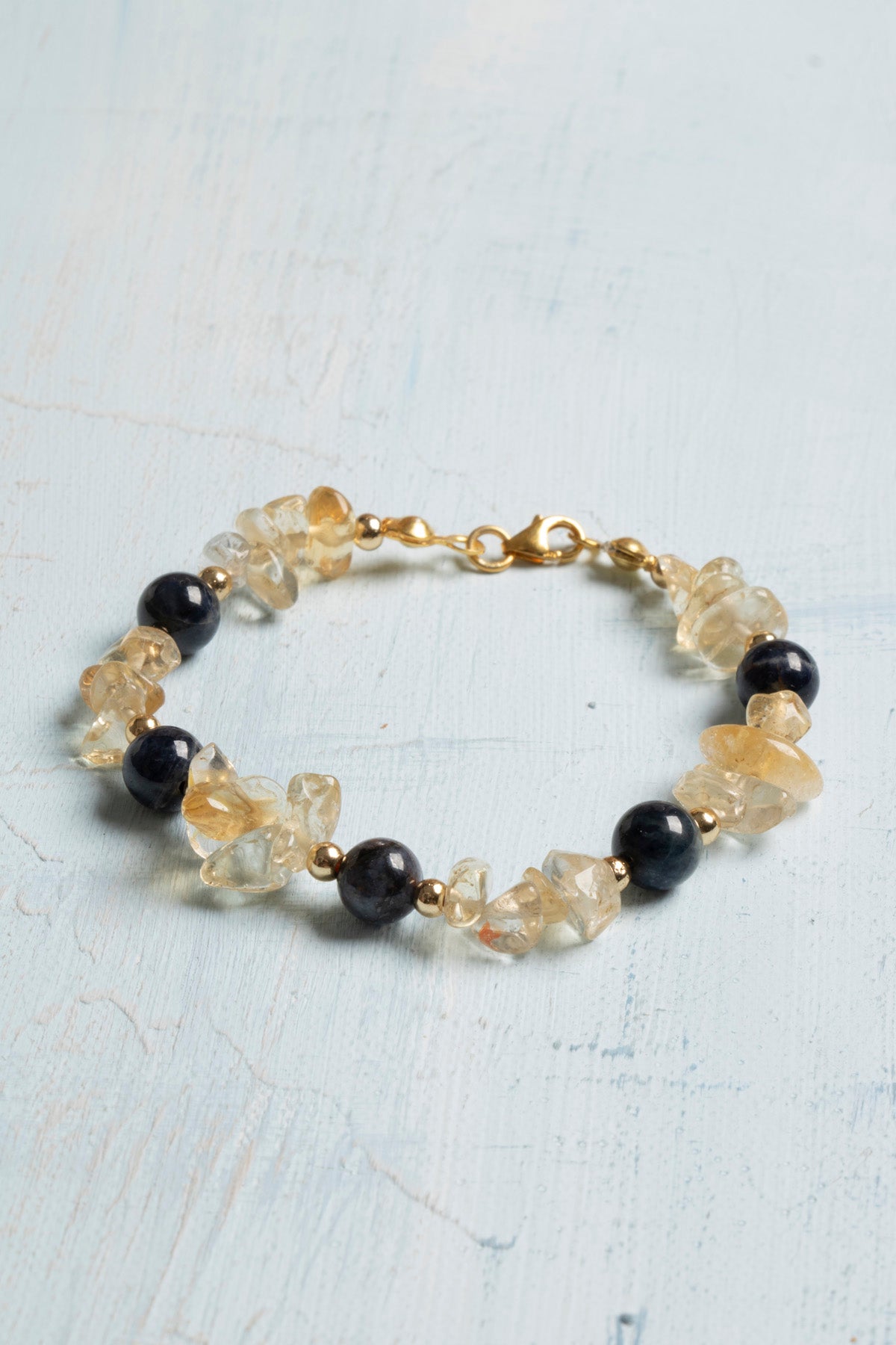 Sertifikalı Sitrin ve Safir Taşlı Doğal Bileklik