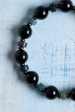 Sertifikalı Siyah Turmalin, Hematit ve Yosunlu Akik Bileklik