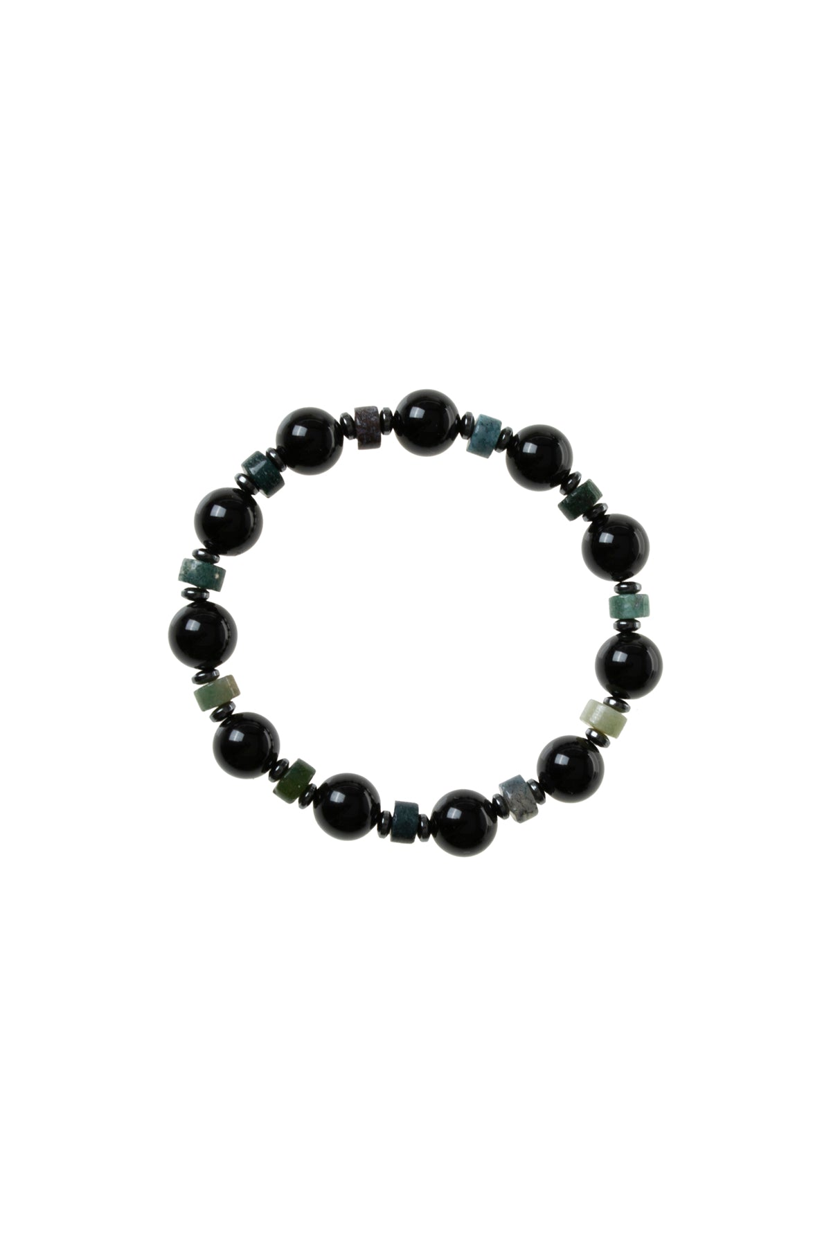 Sertifikalı Siyah Turmalin, Hematit ve Yosunlu Akik Bileklik