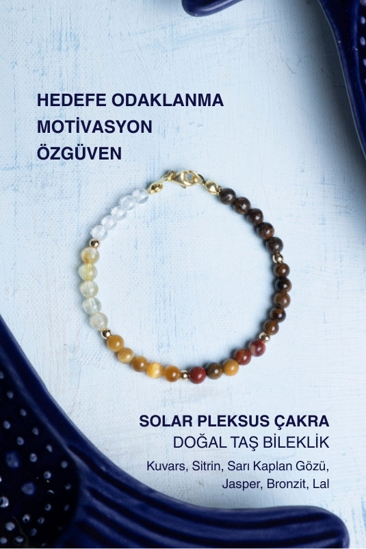 Sertifikalı Solar Pleksus Çakra Doğal Taş Gümüş Kapama Bileklik