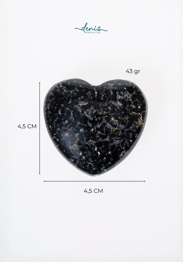 Sertifikalı Şungit Doğal Taş - Arınma ve Detoks Kalbi S.K: 0039