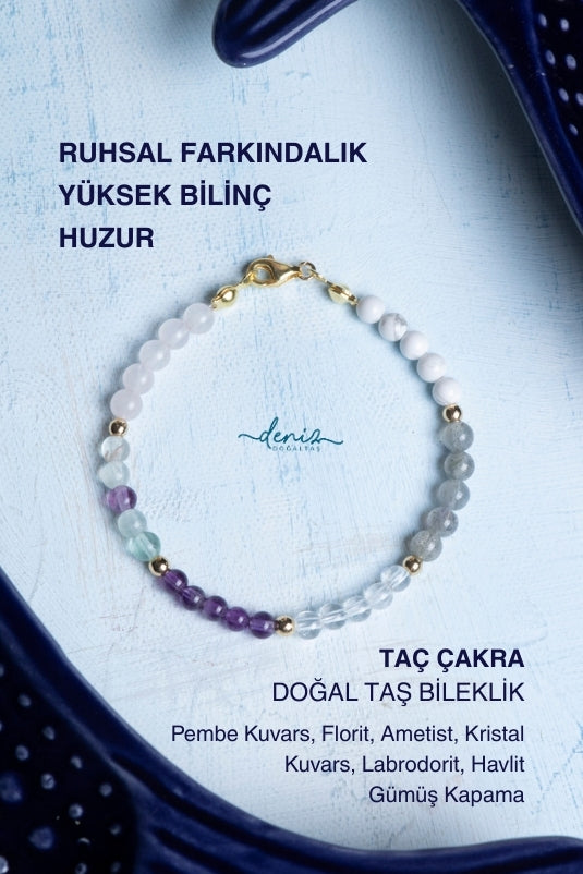 Sertifikalı Taç Çakra Doğal Taş Bileklik 4mm