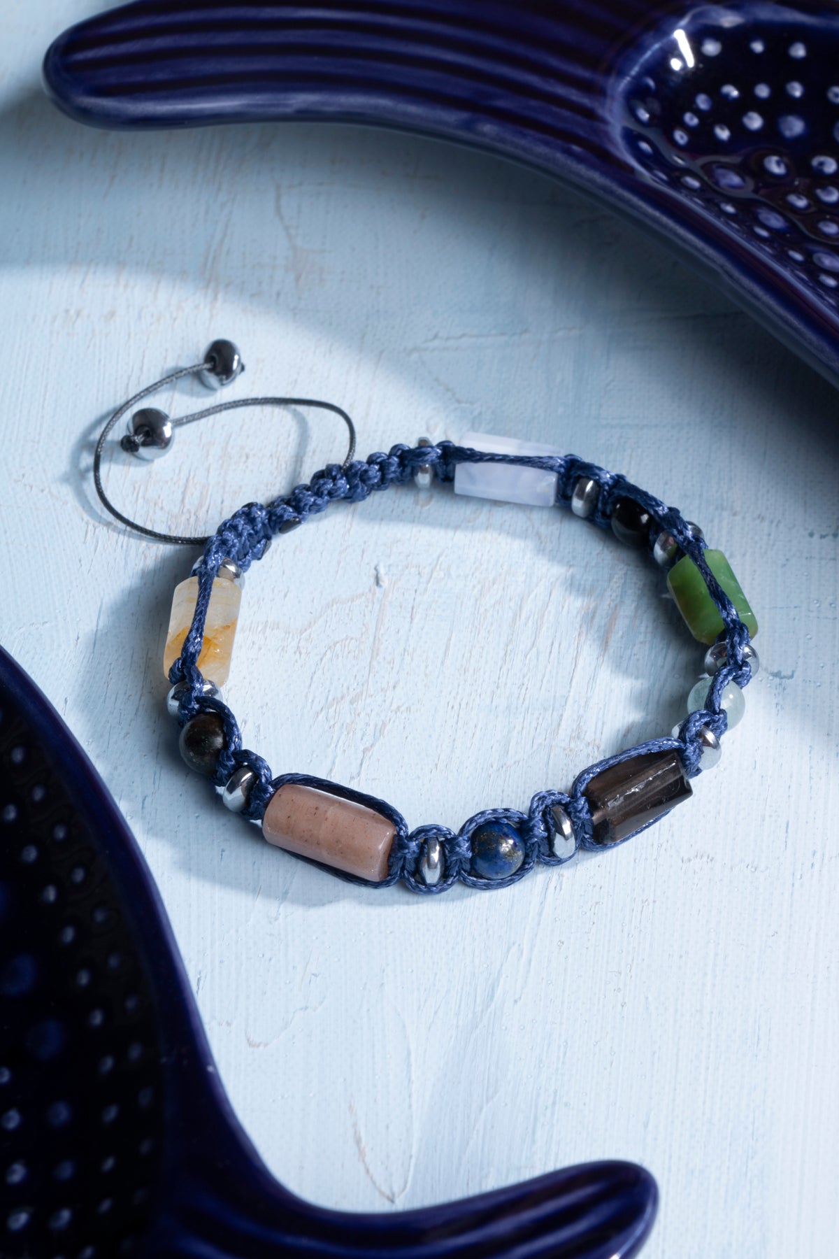 Sertifikalı Terazi Burcu Doğal Taş Makrome Bileklik