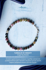 Sertifikalı Turmalin ve Hematit Doğal Taş Bileklik (4-6m Taşlar)