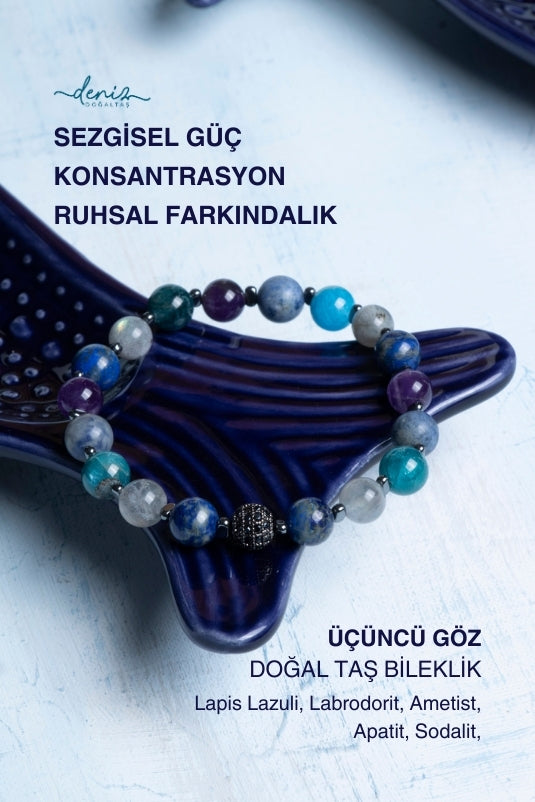 Sertifikalı Üçüncü Göz Çakrası Doğal Taş Bileklik