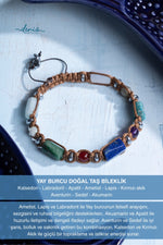 Sertifikalı Yay Burcu Doğal Taş Makrome Bileklik 4