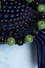 Sertifikalı Yeşim &amp; Obsidyen &amp; Hematit Doğal Taş Bileklik