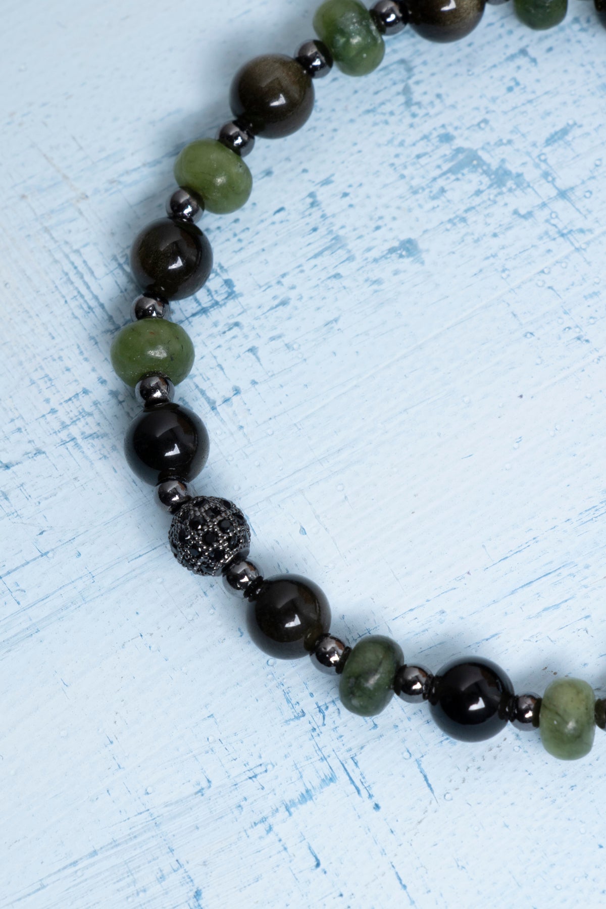 Sertifikalı Yeşim, Obsidyen ve Hematit Doğal Taş Bileklik