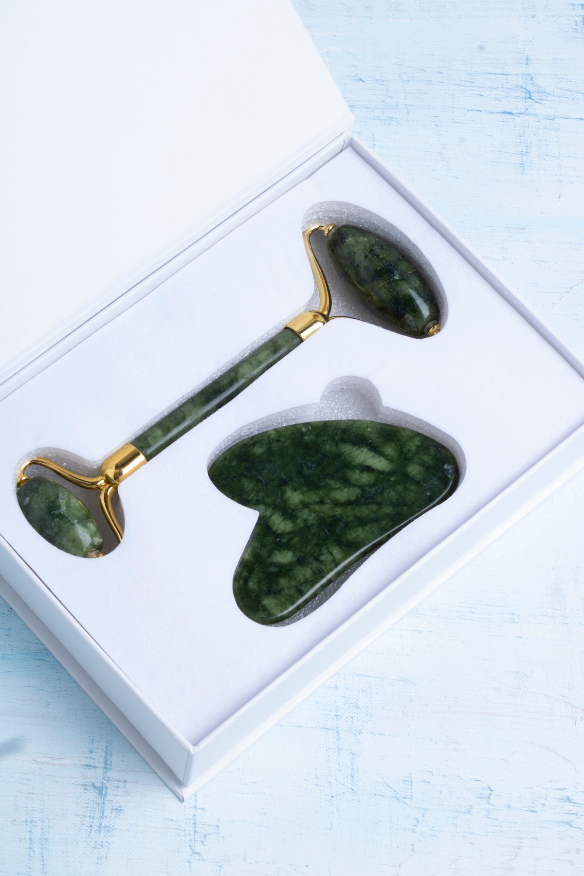 SERTİFİKALI Yeşim 1. Sınıf Roller ve Gua Sha Masaj Seti Sertifikalı