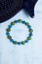 Sertifikalı Yeşim Apatit ve Hematit Doğal Taş Bileklik