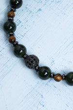 Sertifikalı Yeşim Kaplan Gözü ve Hematit Bileklik