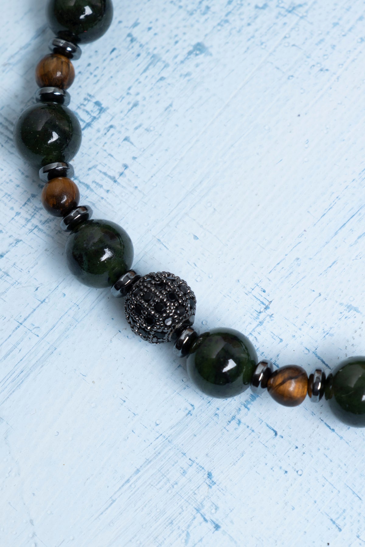 Sertifikalı Yeşim Kaplan Gözü ve Hematit Bileklik