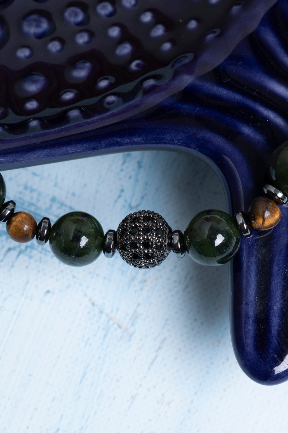 Sertifikalı Yeşim Kaplan Gözü ve Hematit Bileklik