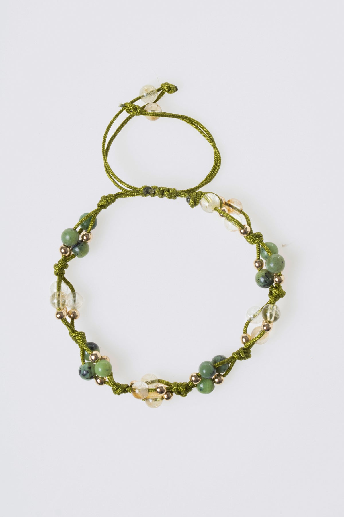 Sertifikalı Yeşim Sitrin Hematit Doğal Taş Makrome Bileklik